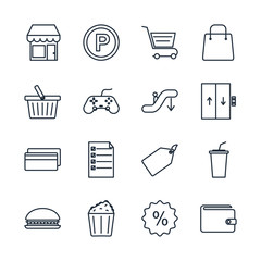 Poster - Set Shopping malls icon template color editable. retail pack symbol vector sign isolated on white background illustration for graphic and web design.