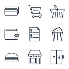Poster - Set Shopping malls icon template color editable. retail pack symbol vector sign isolated on white background illustration for graphic and web design.