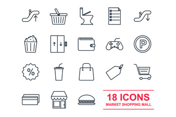 Poster - Set Shopping malls icon template color editable. retail pack symbol vector sign isolated on white background illustration for graphic and web design.