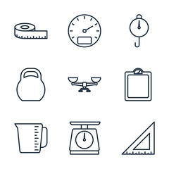 Fototapete - Set Measuring icon template color editable. Measuring pack symbol vector sign isolated on white background illustration for graphic and web design.