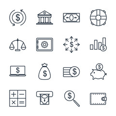 Fototapete - Set money finance icon template color editable. payments pack symbol vector sign isolated on white background illustration for graphic and web design.