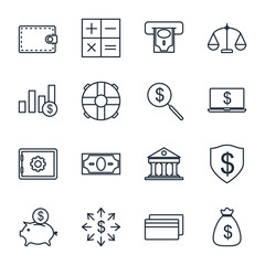 Aufkleber - Set money finance icon template color editable. payments pack symbol vector sign isolated on white background illustration for graphic and web design.