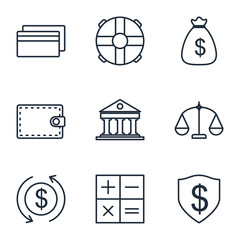 Fototapete - Set money finance icon template color editable. payments pack symbol vector sign isolated on white background illustration for graphic and web design.