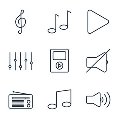 Aufkleber - Set Music icon template color editable. Music pack symbol vector sign isolated on white background illustration for graphic and web design.