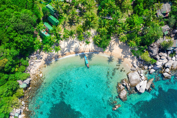 Wall Mural - aerial view tropical beach sai nuan, koh tao, thailand