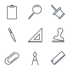 Poster - Set Office icon template color editable. Office stationery pack symbol vector sign isolated on white background illustration for graphic and web design.