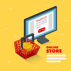 Wall Mural - online store with computer and icons