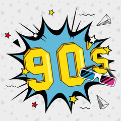 Wall Mural - poster of nineties lettering with glasses