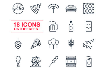 Leinwandbilder - Set octoberfest icon template color editable. octoberfest pack symbol vector sign isolated on white background illustration for graphic and web design.