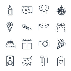 Fototapete - Set Party icon template color editable. Birthday, Holidays pack symbol vector sign isolated on white background illustration for graphic and web design.