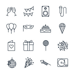 Fototapete - Set Party icon template color editable. Birthday, Holidays pack symbol vector sign isolated on white background illustration for graphic and web design.