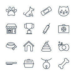 Fototapete - Set pet, vet, pet shop icon template color editable. pet pack symbol vector sign isolated on white background illustration for graphic and web design.