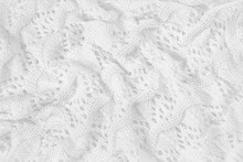 Abstract Vintage White Background, Knitted Homemade Delicate Lace Of Crochet Napkins In Retro Style, Closeup