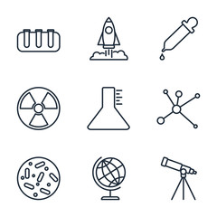 Poster - Set Science icon template color editable. scientific activity elements pack symbol vector sign isolated on white background illustration for graphic and web design.