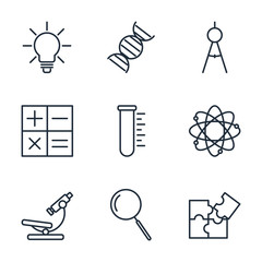 Poster - Set Science icon template color editable. scientific activity elements pack symbol vector sign isolated on white background illustration for graphic and web design.