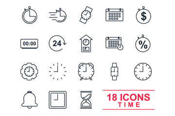 Aufkleber - Set Time icon template color editable. Time pack symbol vector sign isolated on white background illustration for graphic and web design.
