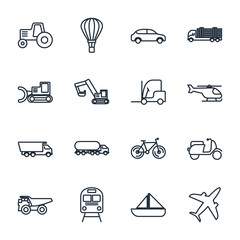 Poster - Set Transport vehicle icon template color editable. vehicle and delivery pack symbol vector sign isolated on white background illustration for graphic and web design.