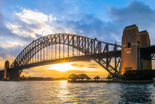Sydney Harbour Bridge At Dusk In Sydney, Australia