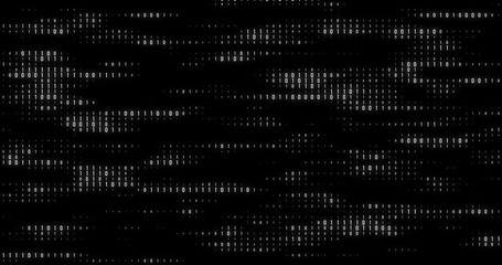 binary code waves with 0 and 1 signs. 4k motion graphics background.