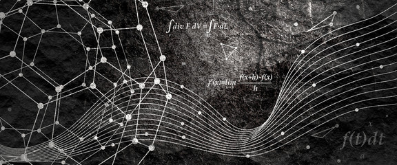 Wall Mural - technology, chemistry and science banner design template. molecule and communication pattern. connec