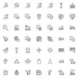 © alekseyvanin - Cargo logistics line icons set. Parcel shipping linear style symbols collection outline signs pack. vector graphics. Set includes icons as Courier delivery, order tracking, package weighing, container