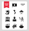 Vietnam icon set 1. Include flag, landmark, people, food and more. Glyph icons Design. vector illustration