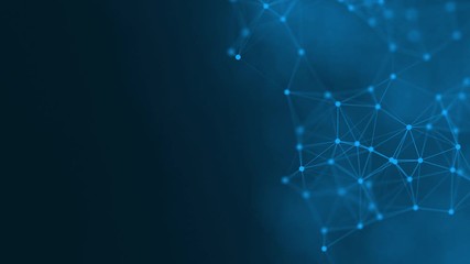 Abstract technology futuristic with connection glowing lines and particle on dark blue background. Science concept. Plexus structure. footage motion graphics. 3D rendering. 4K video uhd 3840x2160