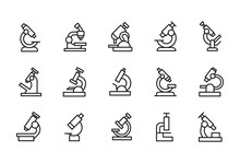 Simple Set Of Microscope Modern Thin Line Icons.