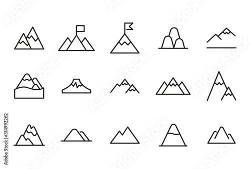 Vector line icons collection of mountain Canvas Print