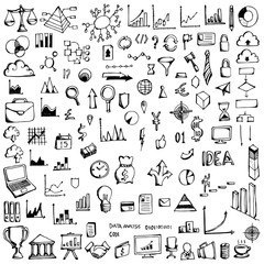 Wall Mural - Set of Business Drawing illustration Hand drawn doodle Sketch line vector eps10