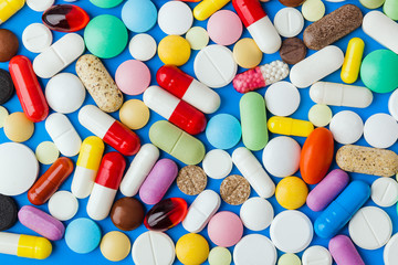 Wall Mural - Heap of pills - medical background