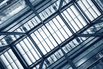 Poster - Interior view of modern architecture. Building abstract background