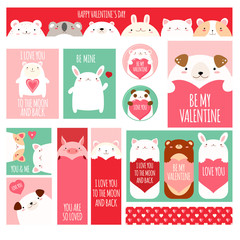 Wall Mural - Valentine's day set for scrapbooking