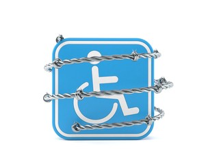 Wall Mural - Handicap symbol with barbed wire