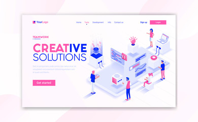 Wall Mural - flat modern design of website template - creative solutions