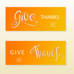 Canvas Print - Give thanks hand painted lettering for Thanksgiving Day.