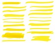 Highlight brush lines set. Yellow marker color stroke