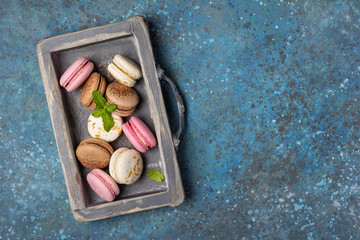 Wall Mural - French macaroons with different flavors