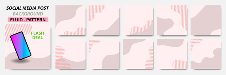 Wall Mural - Set collection of square banner layout in pink pastel color