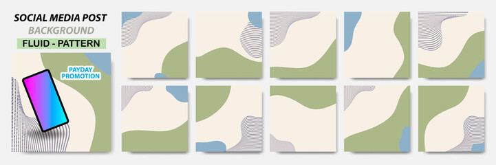 Wall Mural - Set collection of square banner layout in green color