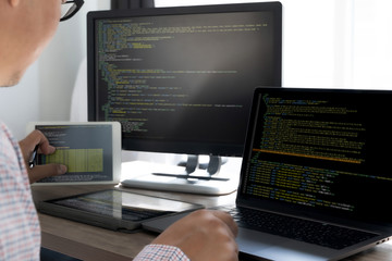 Wall Mural - programming code abstract technology background developer programming and coding technology software