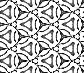 Black and white medallion seamless pattern. Hand d