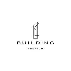 Wall Mural - building logo vector icon line outline monoline illustration