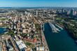Aerial view of Sydney Business District and suburbs with Woolloomooloo wharf