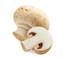 Two Fresh Mushrooms Champignons, One Whole And The Other Cut In Half Isolated On White Background With Clipping Path.