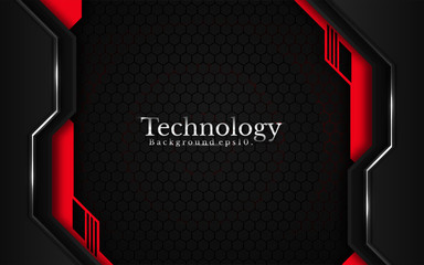 modern technology background vector on layer red with dark and shadow black space with abstract style for design. graphic illustration Texture with line Silver Sparkles glitters element decoration.