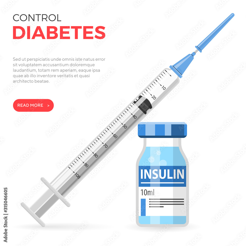 Diabetes Insulin Syringe and Vial - obrazy, fototapety, plakaty 