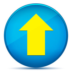 Wall Mural - Upload icon modern flat cyan blue round button