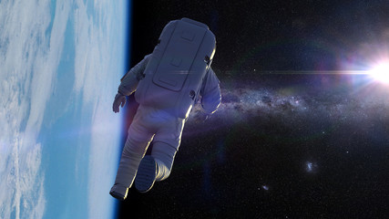Wall Mural - astronaut performing a space above planet earth