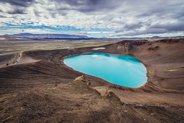 Canvas Print - Famous crater filled with water called Viti of Krafla volcanic caldera in Myvatn area, Iceland